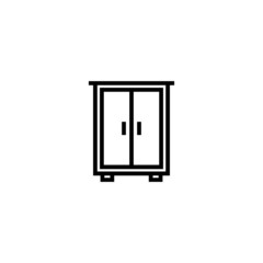 Cupboard vector icon in linear, outline icon isolated on white background