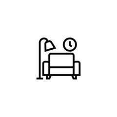 Lounge vector icon in linear, outline icon isolated on white background