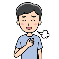 ホッと胸をなでおろす男性