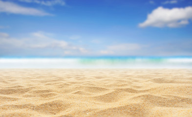 Naklejka na ściany i meble sand beach and blue sky