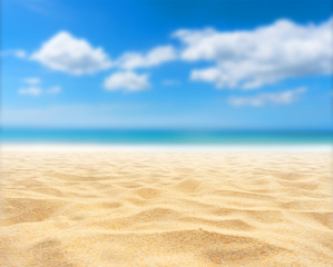 Fototapeta na wymiar sand beach and blue sky