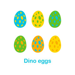 Set of colorful dino eggs. Flat style vector illustration