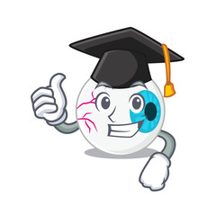 Happy proud of eyeball caricature design with hat for graduation ceremony