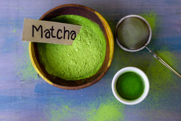 Green tea matcha and tea powder for people health