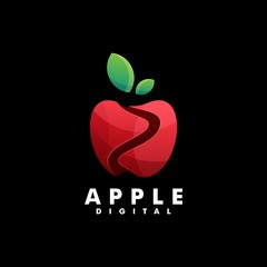 Vector Logo Illustration Apple Gradient Colorful Style.