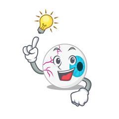 Mascot character of smart eyeball has an idea gesture