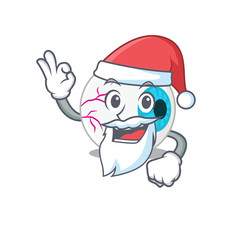 cartoon character of eyeball Santa having cute ok finger
