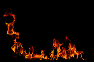 fire on a black background