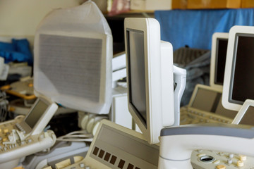 Ultrasound equipment in warehouse being prepared to be sold