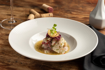 Fish seafood ceviche cebiche, typical dish from Peru