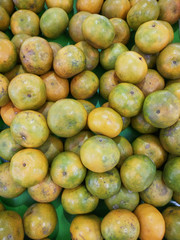 Orange fruits, native to the tropical regions of Asia fruits, at storefront the supermarket. Oranges background photo concept