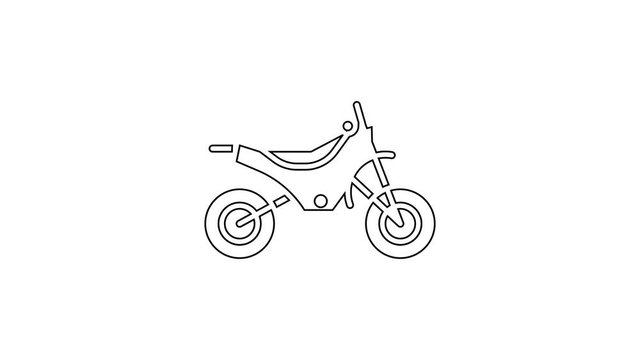 Black line Mountain bike icon isolated on white background. 4K Video motion graphic animation
