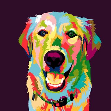 golden retriever dog pop art illustration