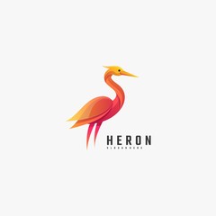 Vector Logo Illustration Heron Gradient Colorful Style.