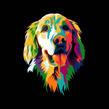 golden retriever dog pop art illustration