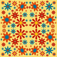 seamless pattern with leaves and flowers doodling style