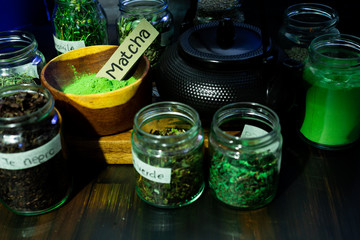 Green tea matcha and tea powder for people health