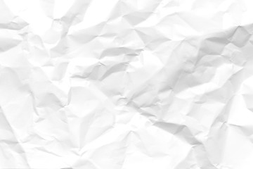 White crumpled paper texture background. Clean white paper. Top view.	