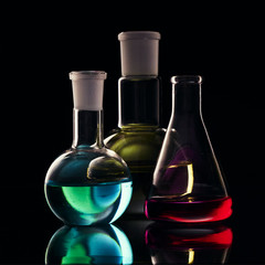 Image of glass vessels. Flasks.