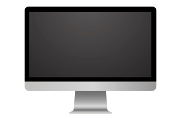 Monitor screen for desktop. Windy computer image with blank screen. Modern flat illustration.