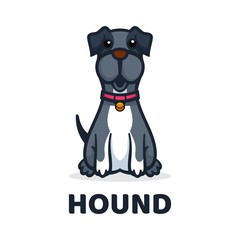 Vector Logo Illustration Hound Cute Cartoon Style.