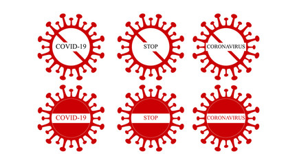 Coronavirus icon set. Global epidemic of COVID-19 infection, warning sign set. Coronavirus pandemic
