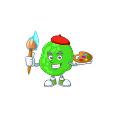 creative Artist of sarcina ventriculli cartoon character painting using a brush