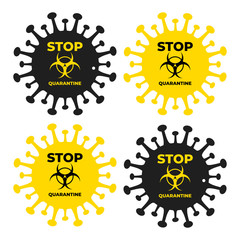 Form bacteria virus stop sign quarantine vector page sign warning about the quarantine zone coronavirus COVID, stop movement of infected people