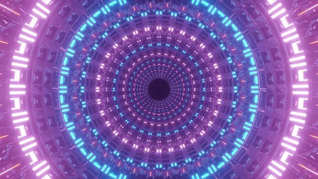 Fast sci fi motion graphics pulsating hole and blue, teal and purple circles