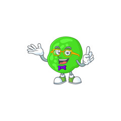 Cartoon character design of nerd sarcina ventriculli with weird glasses