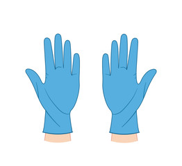 Hands in medical gloves. Vector flat style illustration isolated on white background