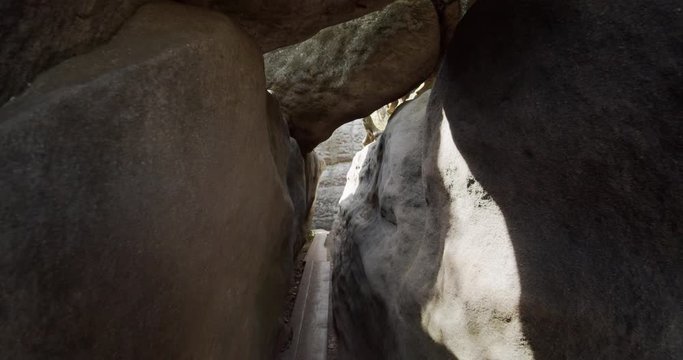 Beautiful rock formations, national park, Poland, Slow Motion steadicam push in.