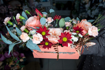Beautiful bouquet of bright and colorful flowers