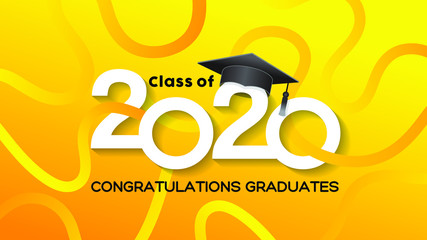 Class of 2020. Congrats Graduates. Lettering Graduation logo. Template for graduation design, party, high school or college graduate, yearbook,Vector illustration EPS.10