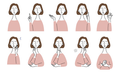 色々な表情・ポーズの女性／セット