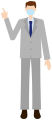 Vector image of business man in office uniform with mask