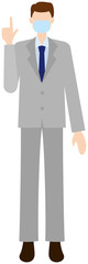 Vector image of business man in office uniform with mask