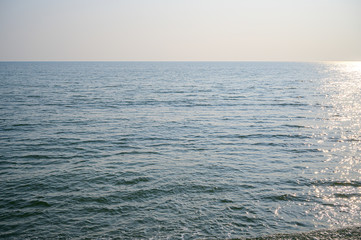 Obraz premium Beautiful seaside view Landscape of Ocean with sunlight sky.