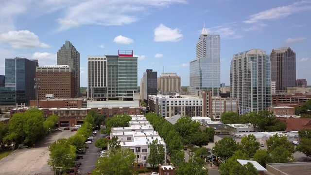 Aerial Raleigh NC, State Capital of North Carolina Skyline in 4k