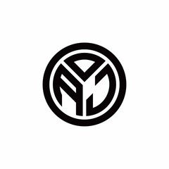 AJ monogram logo with circle outline design template