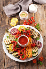 vegetable grilled- barbecue- with dipping sauce