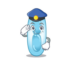 Police officer cartoon drawing of klebsiella pneumoniae wearing a blue hat