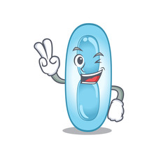Happy klebsiella pneumoniae cartoon design concept show two fingers