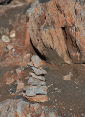Trail Cairn to Mark Beach Route  at Lake Folsom California