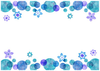 水彩水玉_ブルー背景