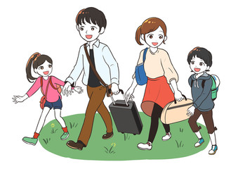 家族で旅行(草原)