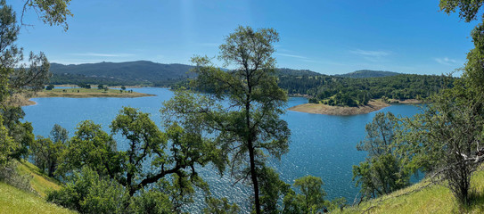 Panorama of  Lake Folsom from Darrington Trail California