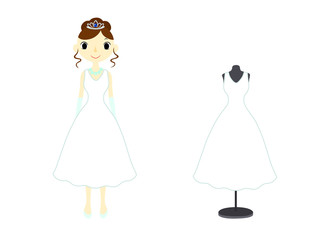 ウエディングドレス　ミモレ丈