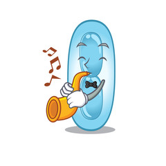 Klebsiella pneumoniae musician of cartoon design playing a trumpet