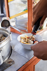 bakso. indonesian famous meatball street food with soup and noodle